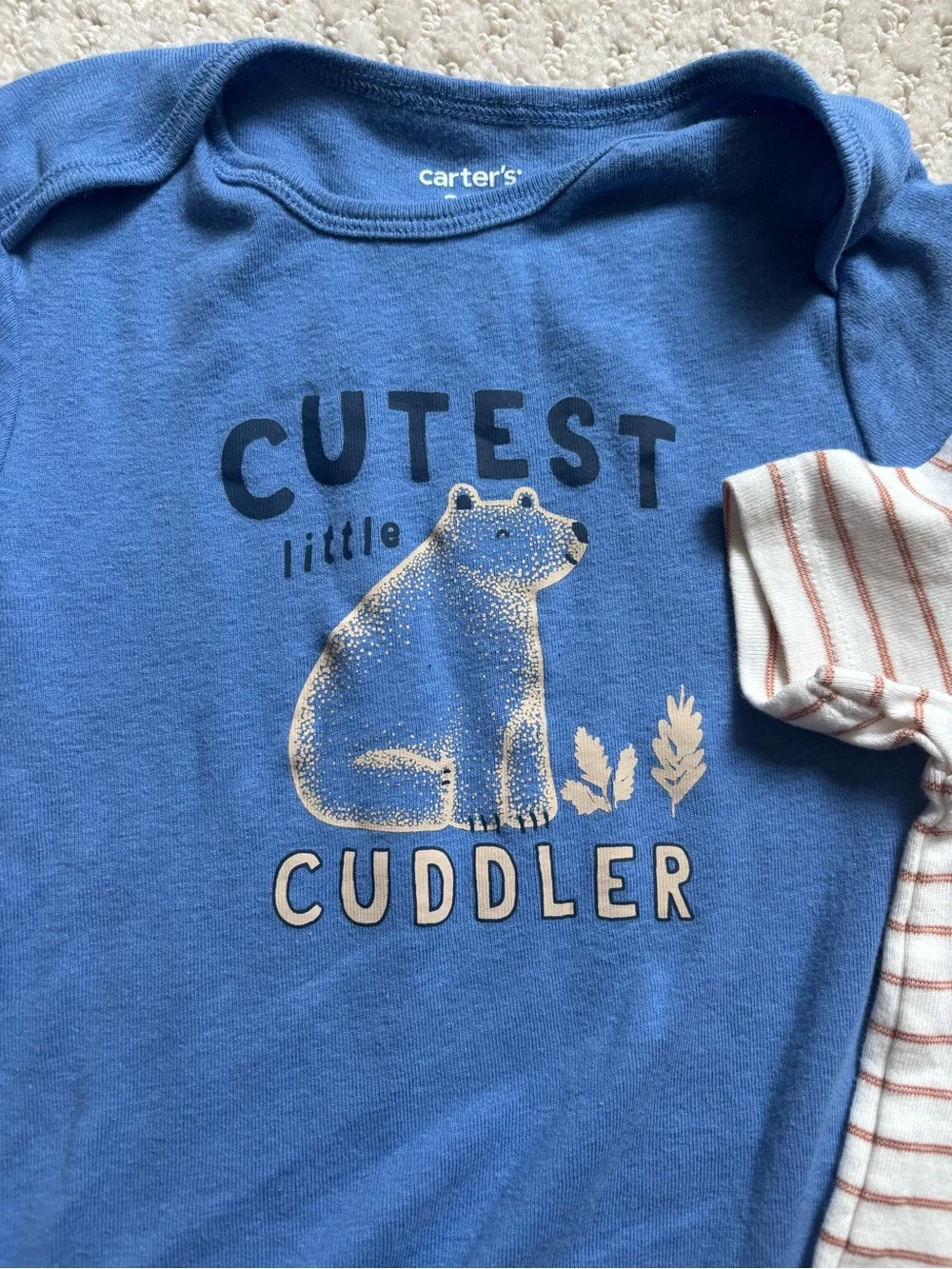Carter's Blue 'Cutest Cuddler' & Cream-Striped Bodysuit Duo, Size 24m